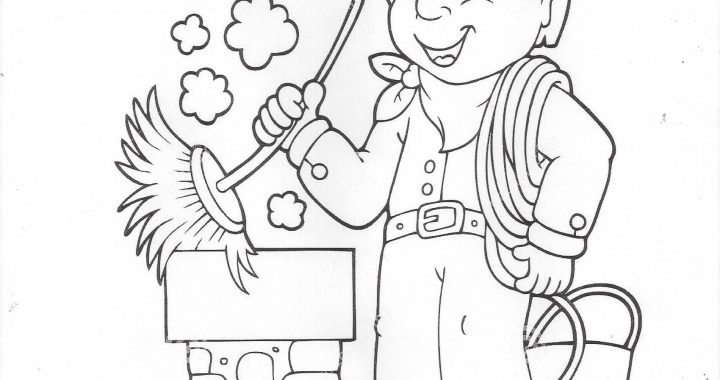 Chimney sweep coloring book page